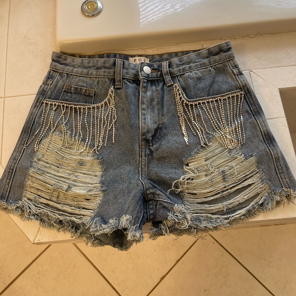 POL Shorts Adorable Fringe Jean Shorts Poshmark